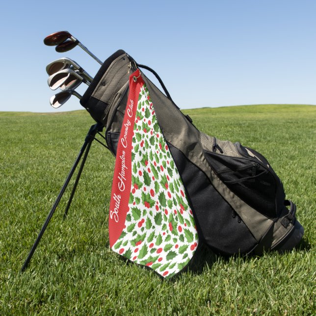 Serviette De Golf Christmas Holiday Golf Towne Custom Club Nom (Vert)
