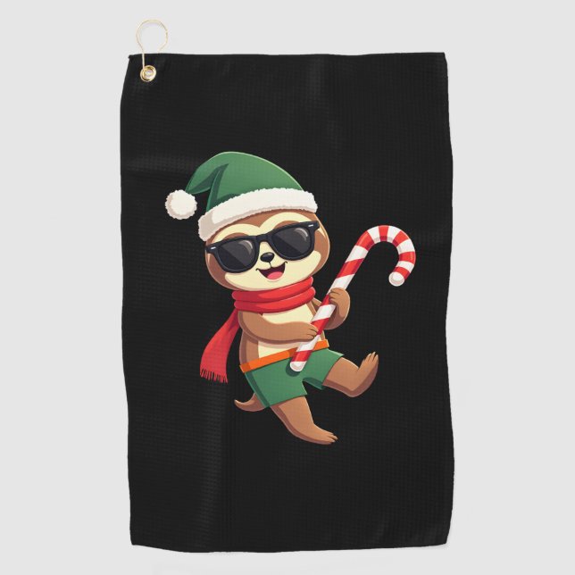 Serviette De Golf Christmas Sloth Elf Peppermint Candy Cane Shirt Gi (Devant)