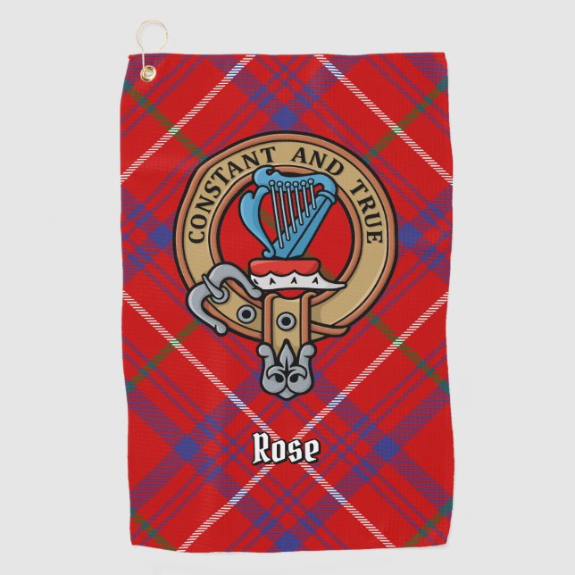 Serviette De Golf Cimier Rose de clan sur Tartan (Devant)