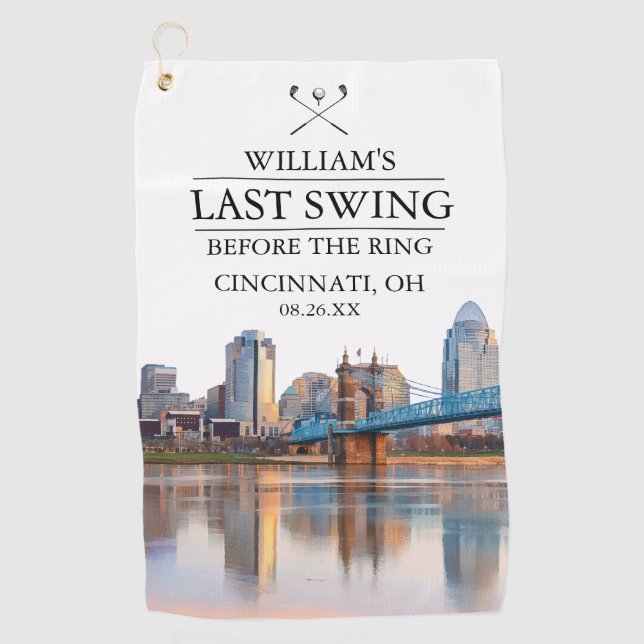 Serviette De Golf Cincinnati Dernier Swing Avant le Bague de Mariage (Devant)