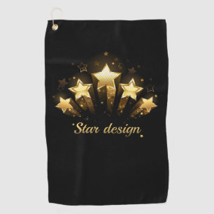Serviette De Golf Cinq étoiles d'or en noir