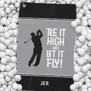 Serviette De Golf Citation de golfeur drôle personnalisée gris noir