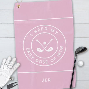 Serviette De Golf Citation de golfeur drôle rose personnalisée moder