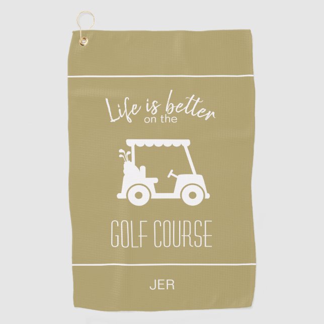 Serviette De Golf Citation de golfiste de chariot de golf doré migno (Devant)