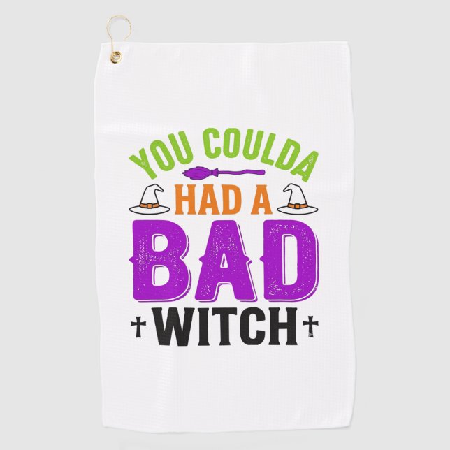 Serviette De Golf Citation drôle de sorcière méchante Halloween Desi (Devant)