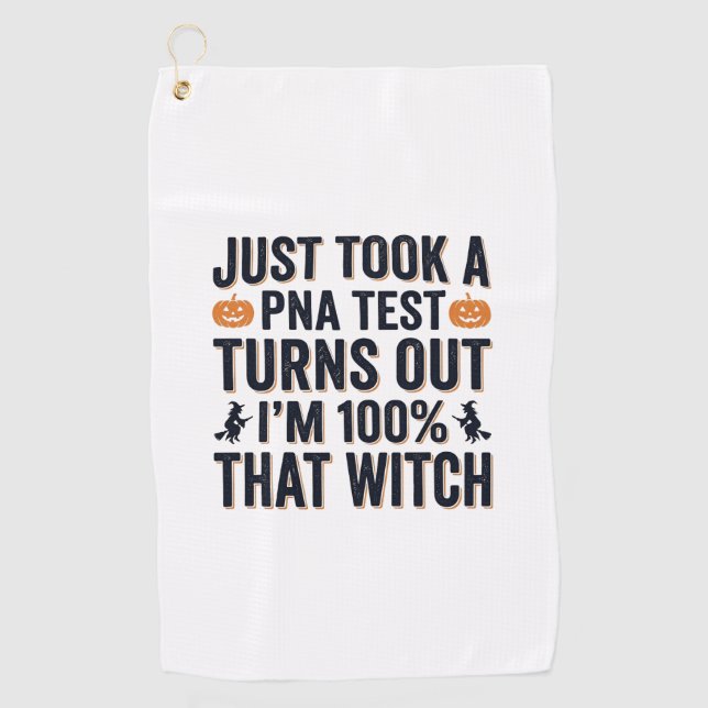 Serviette De Golf Citation drôle de sorcière pour test de Halloween  (Devant)