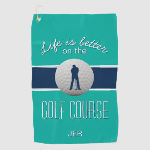 Serviette De Golf Citation La Vie Est Meilleure Golf Monogrammé Bleu