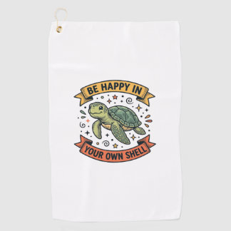 Serviette De Golf Citation Tortue Heureuse Dessin de Gravure Vintage