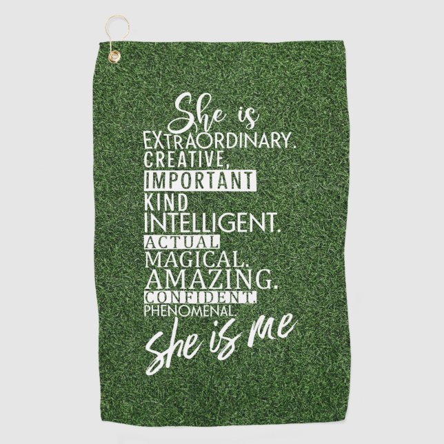 Serviette De Golf Citations d'auto-motivation pour golfer Green Gras (Devant)