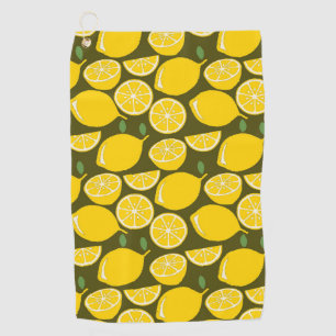 Serviette De Golf Citrons jaunes et motif vert olive : Citrus modern