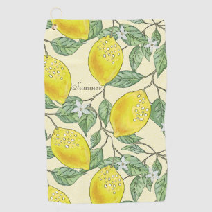 Serviette De Golf Citrons Jaunes Motif Citrus Été Fraîche