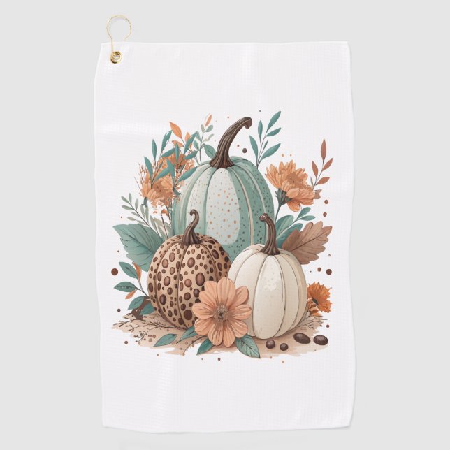 Serviette De Golf Citrouille Boho Floral (Devant)