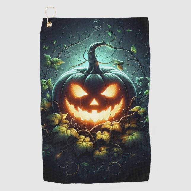Serviette De Golf Citrouille de Halloween lumineuse de nature effray (Devant)