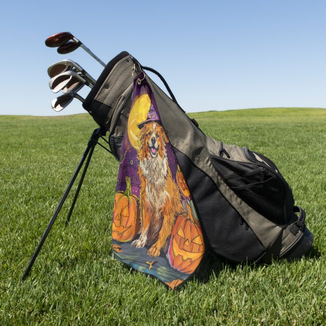 Serviette De Golf Citrouille de sorcière d'Halloween Nova Scotia Duc (Vert)