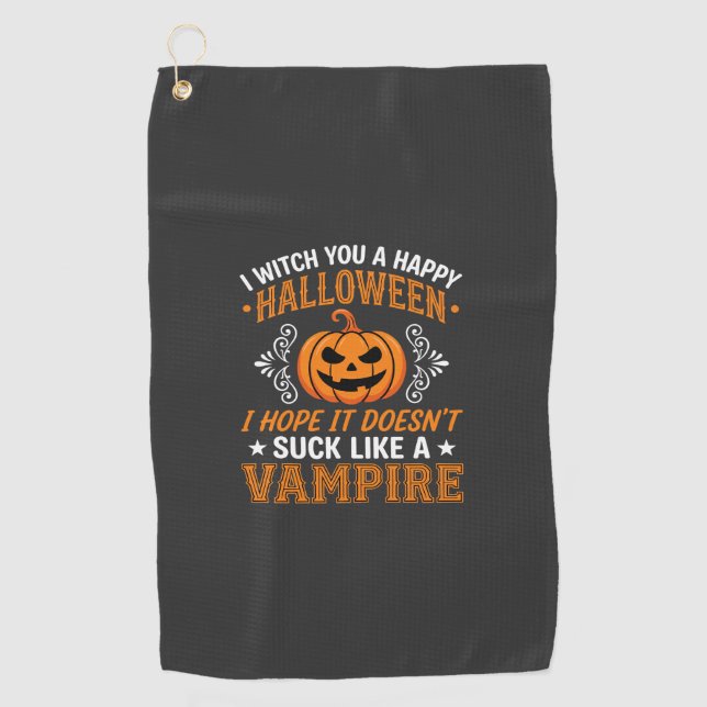 Serviette De Golf Citrouille de vampire drôle d'Halloween (Devant)