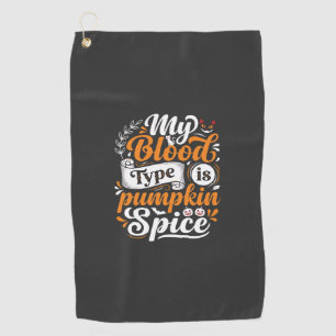 Serviette De Golf Citrouille d'Halloween Épice Groupe Sanguin Typogr