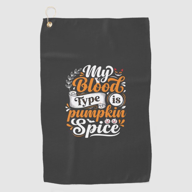 Serviette De Golf Citrouille d'Halloween Épice Groupe Sanguin Typogr (Devant)