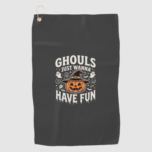 Serviette De Golf Citrouille d'Halloween Les goules veulent juste s' (Devant)