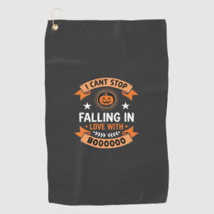 Serviette De Golf Citrouille d'Halloween tombant amoureuse
