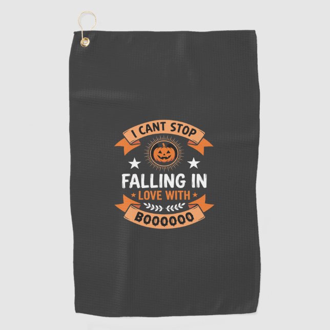 Serviette De Golf Citrouille d'Halloween tombant amoureuse (Devant)