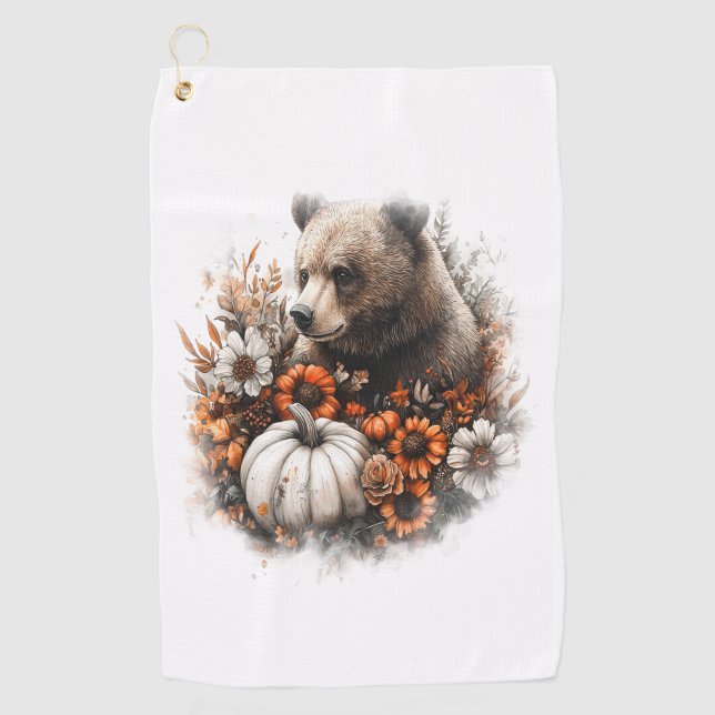 Serviette De Golf Citrouille du pays de chemise d'ours (Devant)