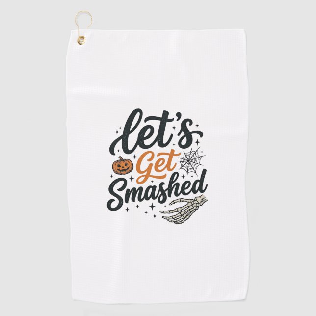 Serviette De Golf Citrouille Halloween Défonçons-Nous (Devant)