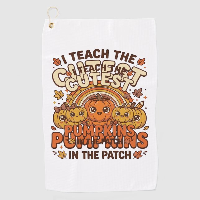 Serviette De Golf Citrouille jolie enseignante conception vectoriell (Devant)