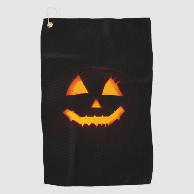 Serviette De Golf Citrouille lumineuse Jack O Lantern  (Devant)