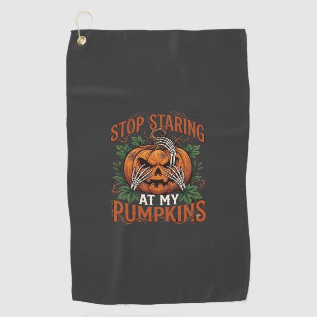 Serviette De Golf Citrouilles qui arrêtent de fixer Halloween Mains  (Devant)