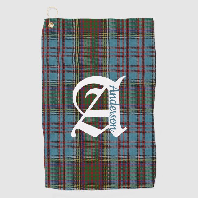 Serviette De Golf Clan Anderson Tartan Plaid Monogramme  (Devant)