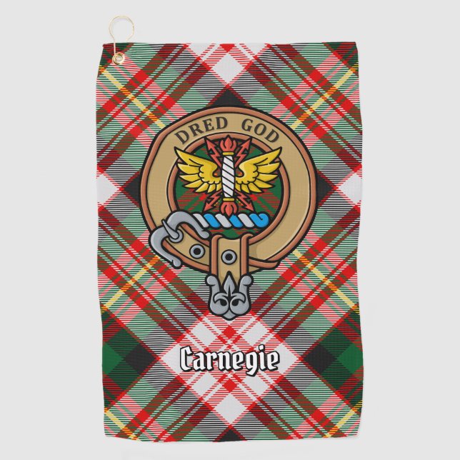 Serviette De Golf Clan Carnegie Crest sur la robe Tartan (Devant)
