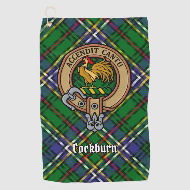 Serviette De Golf Clan Cockburn Crest sur Tartan (Devant)