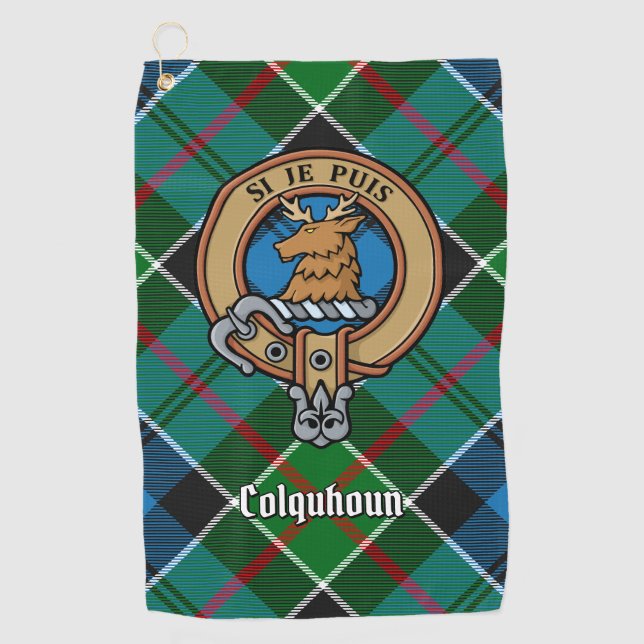 Serviette De Golf Clan Colquhoun Crest sur Tartan (Devant)