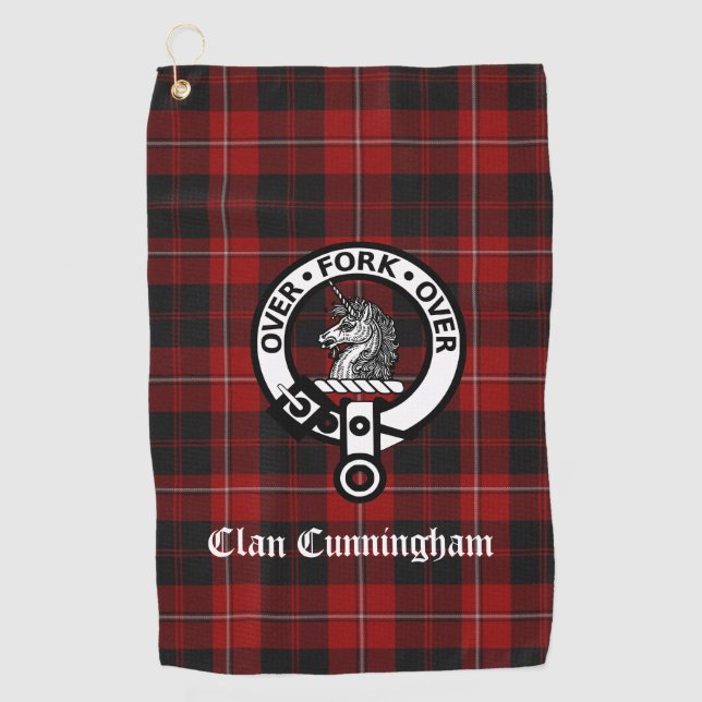 Serviette De Golf Clan Cunningham Crest Badge et Tartan (Devant)