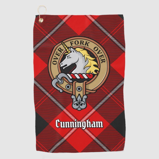 Serviette De Golf Clan Cunningham Crest sur Tartan (Devant)