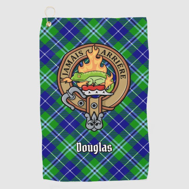 Serviette De Golf Clan Douglas Crest sur Tartan (Devant)