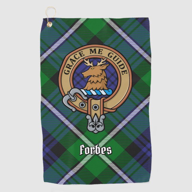 Serviette De Golf Clan Forbes Crest sur Tartan (Devant)