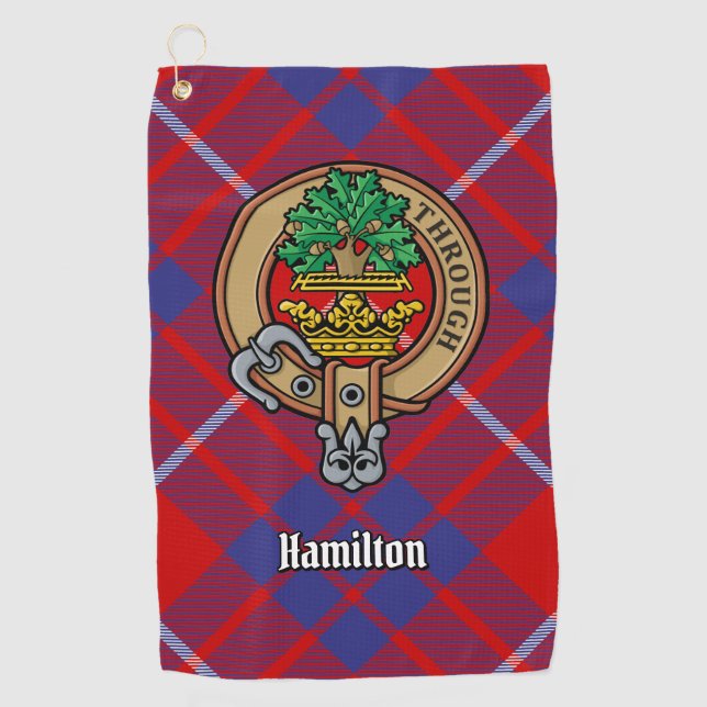 Serviette De Golf Clan Hamilton Crest sur Red Tartan Golf Towne (Devant)