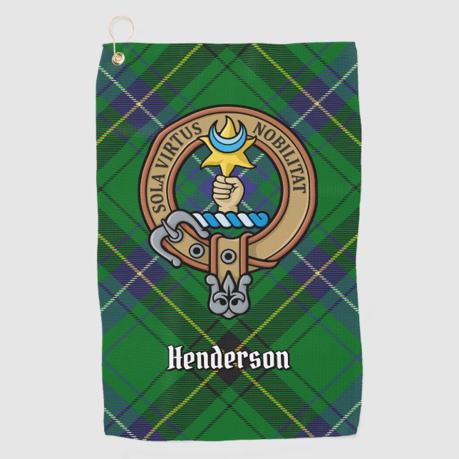 Serviette De Golf Clan Henderson Crest sur Tartan (Devant)