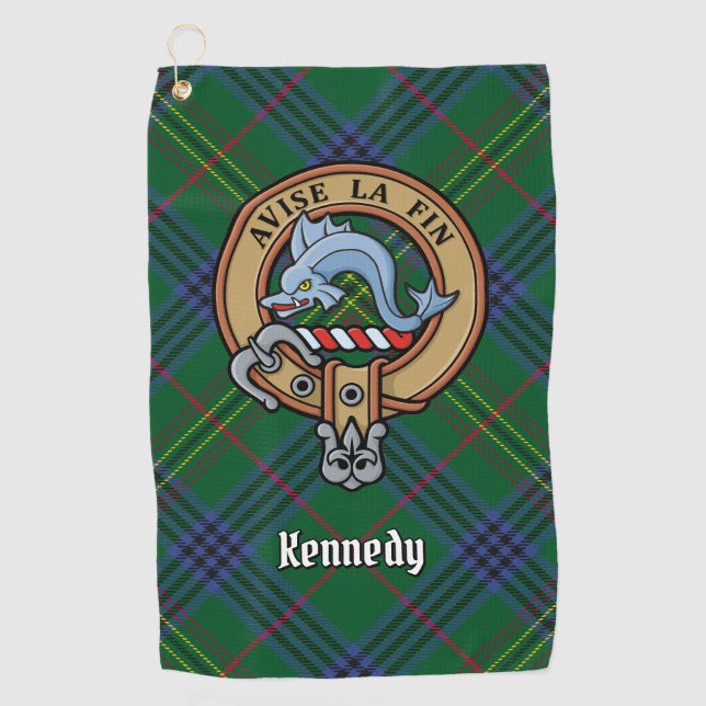 Serviette De Golf Clan Kennedy Crest sur Tartan (Devant)