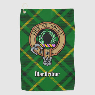 Serviette De Golf Clan MacArthur Crest sur Tartan