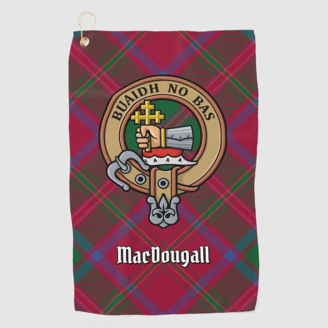 Serviette De Golf Clan MacDougall Crest sur Tartan (Devant)