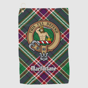 Serviette De Golf Clan MacFarlane Crest sur Tartan de chasse moderne