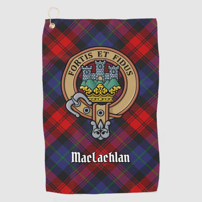 Serviette De Golf Clan MacLachlan Crest sur Tartan (Devant)