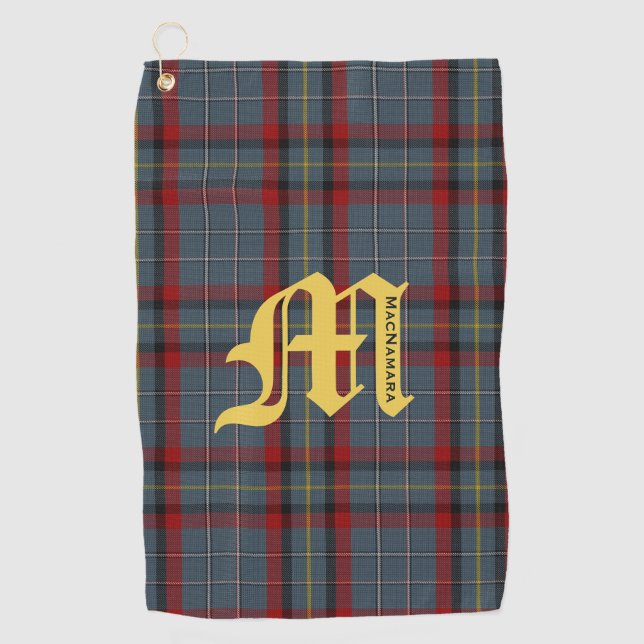 Serviette De Golf Clan MacNamara Tartan Plaid Monogram Golf Towel (Devant)