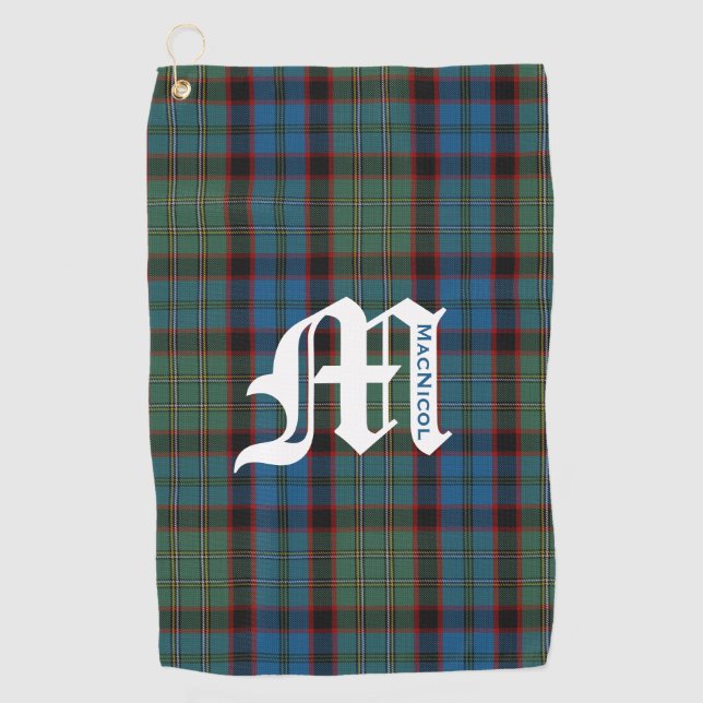 Serviette De Golf Clan MacNicol Chasse Tartan Plaid Monogramme (Devant)