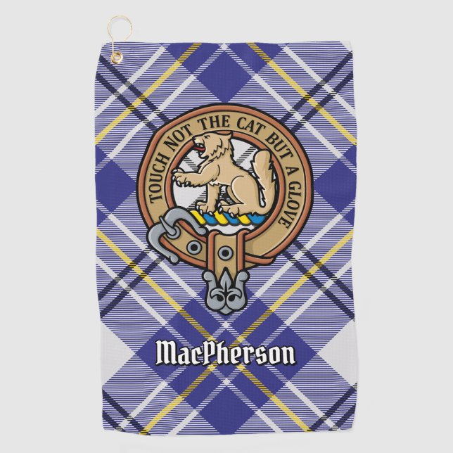 Serviette De Golf Clan MacPherson Crest sur la robe bleue Tartan (Devant)