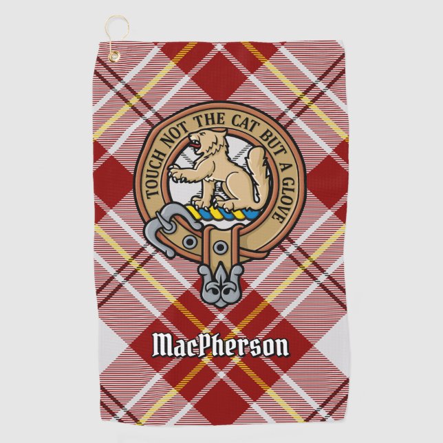 Serviette De Golf Clan MacPherson Crest sur la robe rouge Tartan (Devant)
