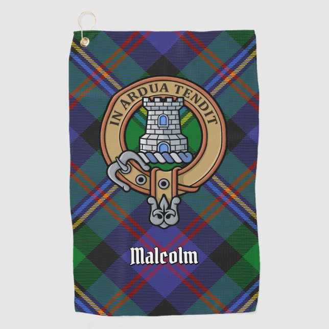 Serviette De Golf Clan Malcolm Crest over Tartan (Devant)