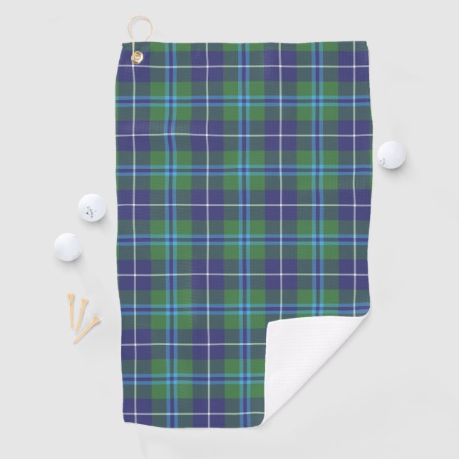 Serviette De Golf Clan Plaid Douglas Blue Green Check Tartan (En situation)